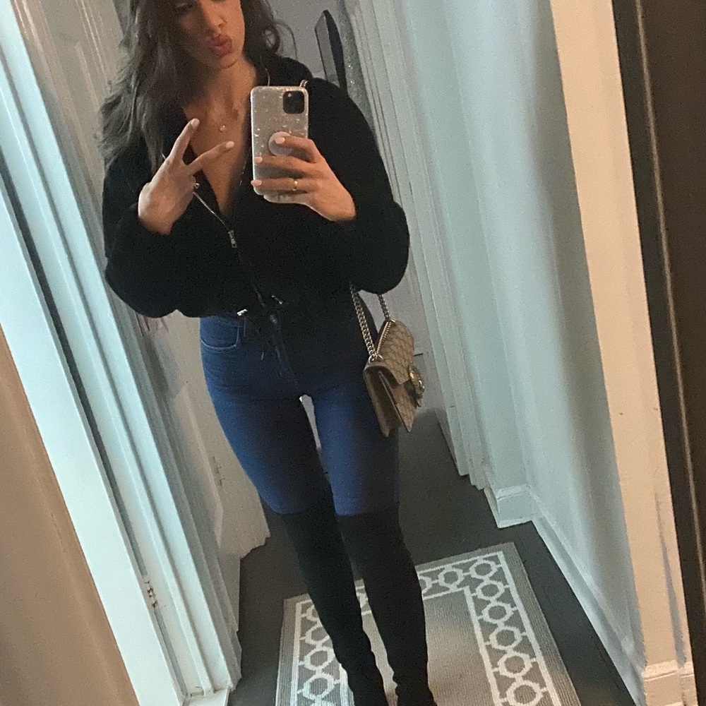 Missguided cropped fur jacket